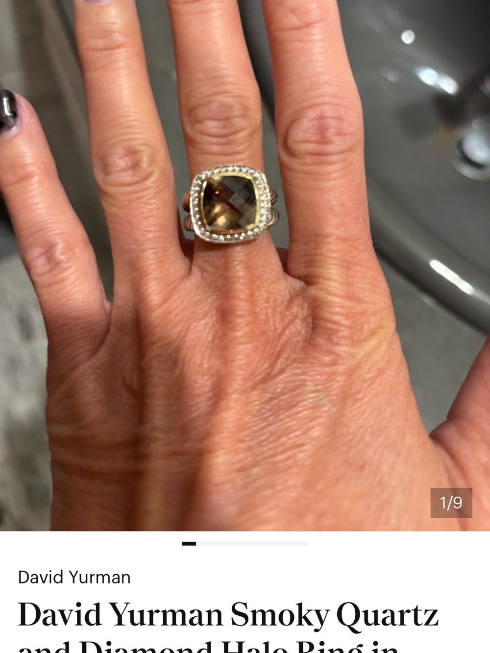 DAVID YURMAN ALBION MOONLIGHT ICE 17MM SMOKY QUARTZ DIAMOND RING SIZE 6 - Picture 12 of 16